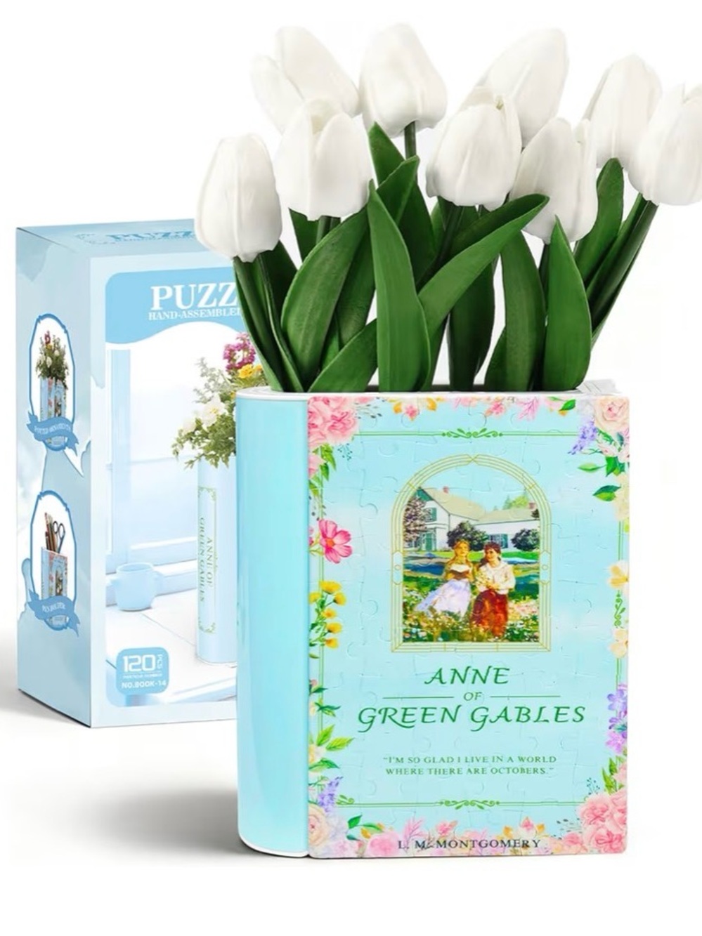 Anne of Green Gables Book-Shaped Vase Puzzle (White Tulip)